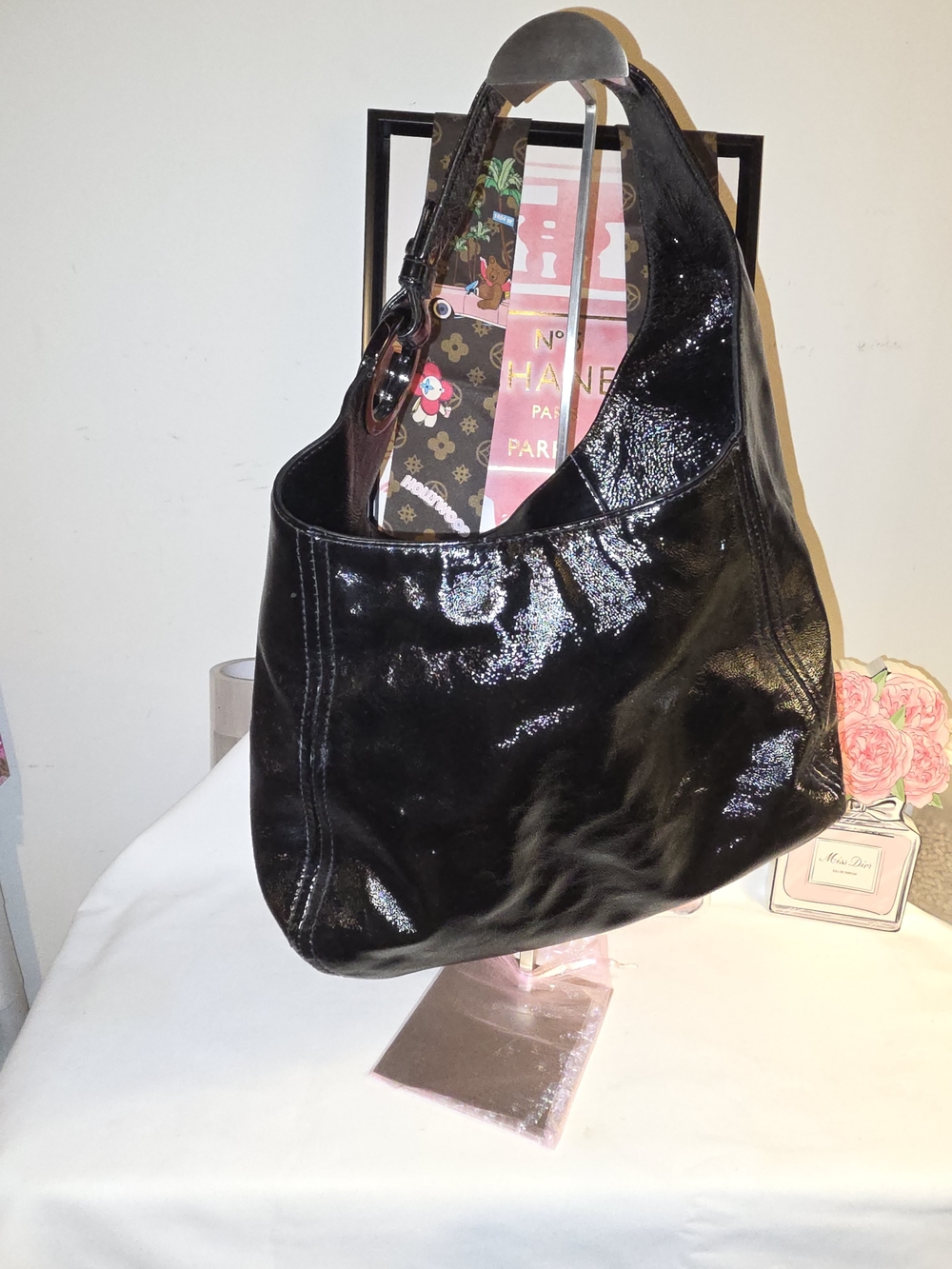 Michael Kors Black Patent Leather Shoulder Hobo - Picture 5 of 10